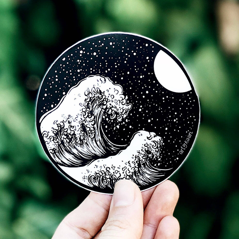 Waves and Night Sky Vinyl Sticker