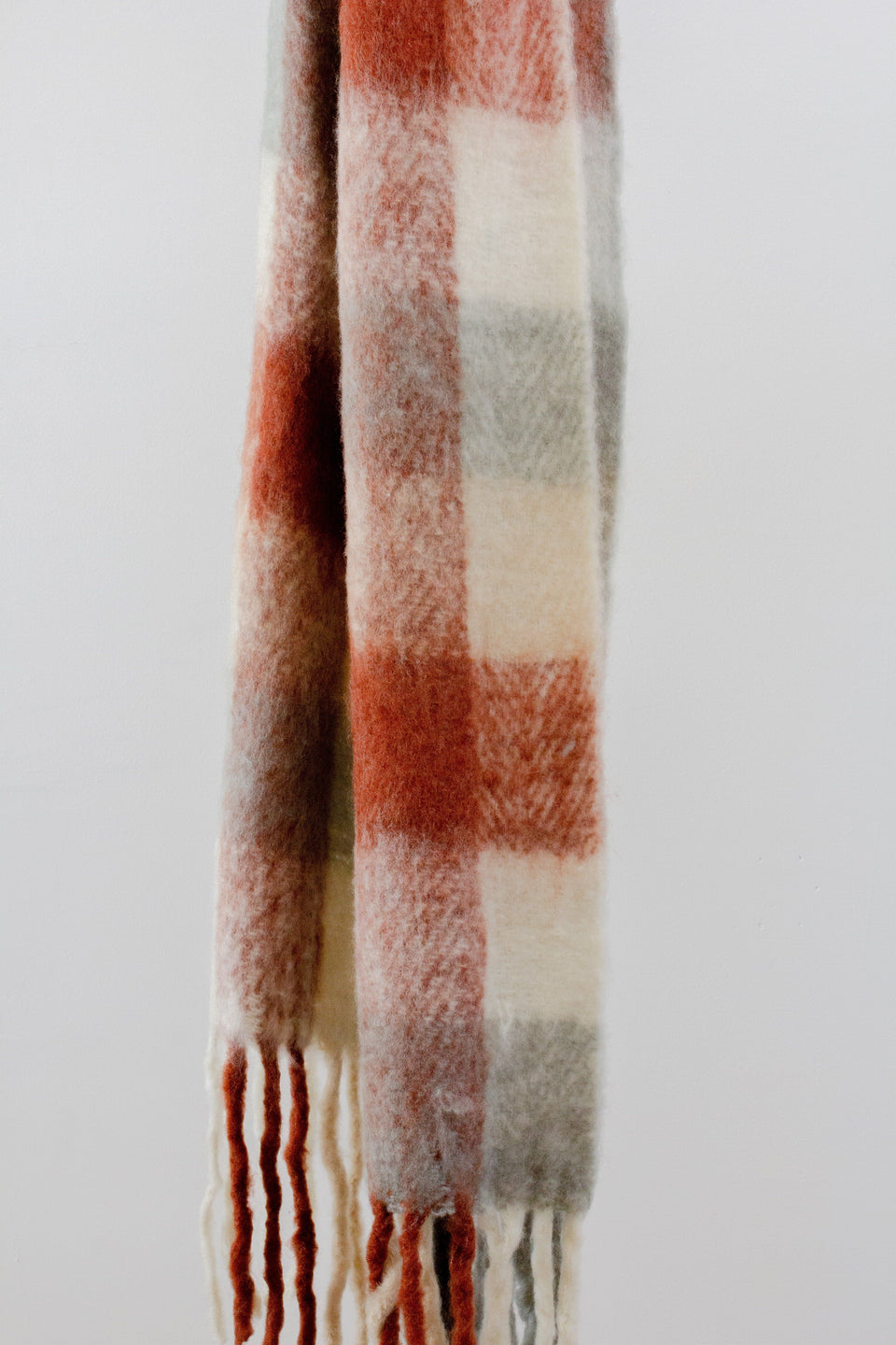 Soft Long Plaid Scarf with Fringe