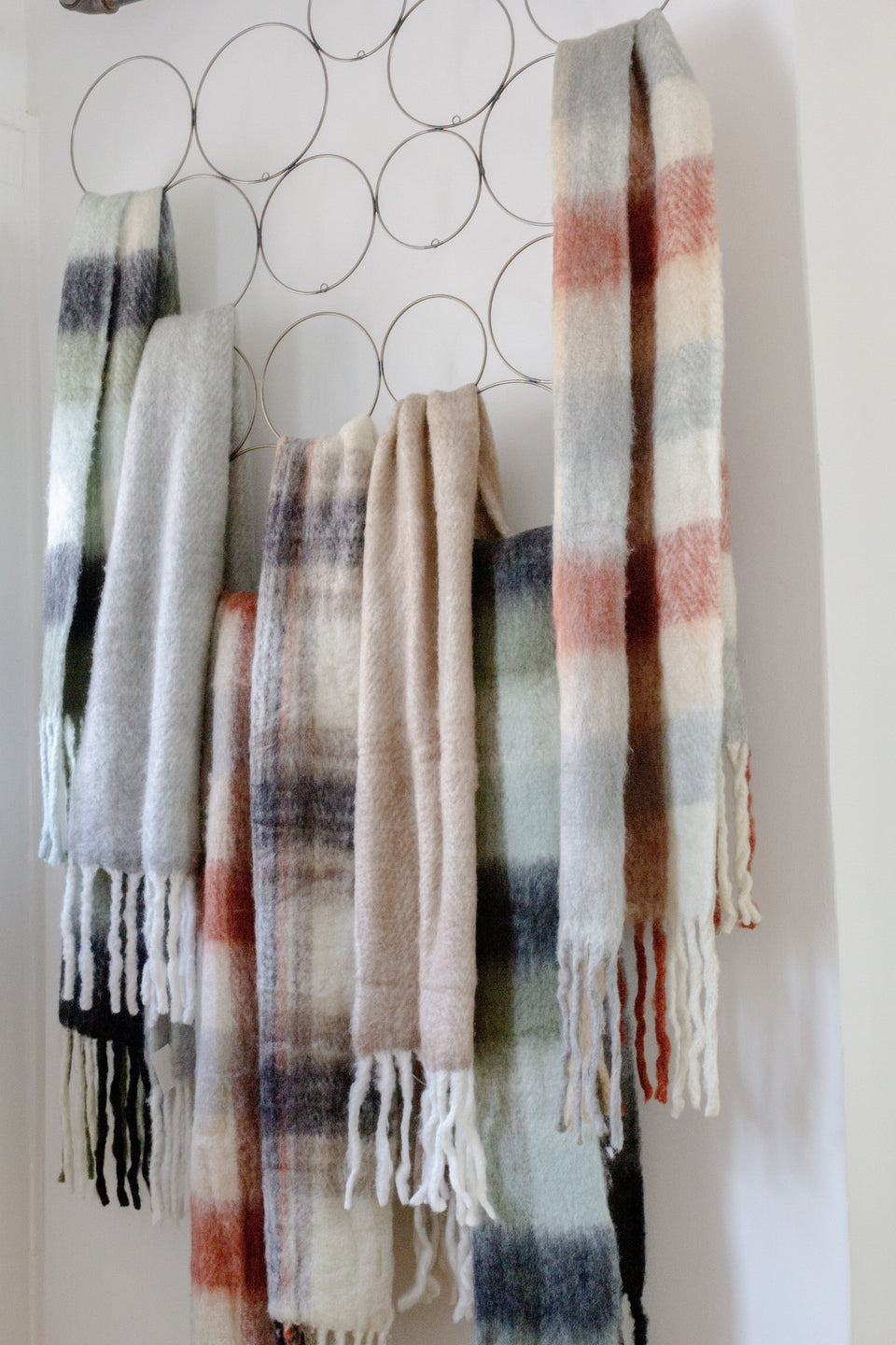 Soft Long Plaid Scarf with Fringe