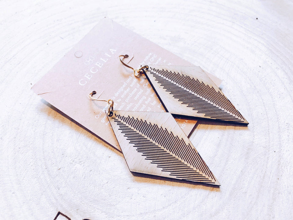 Diamond Wood Earrings | petite shops