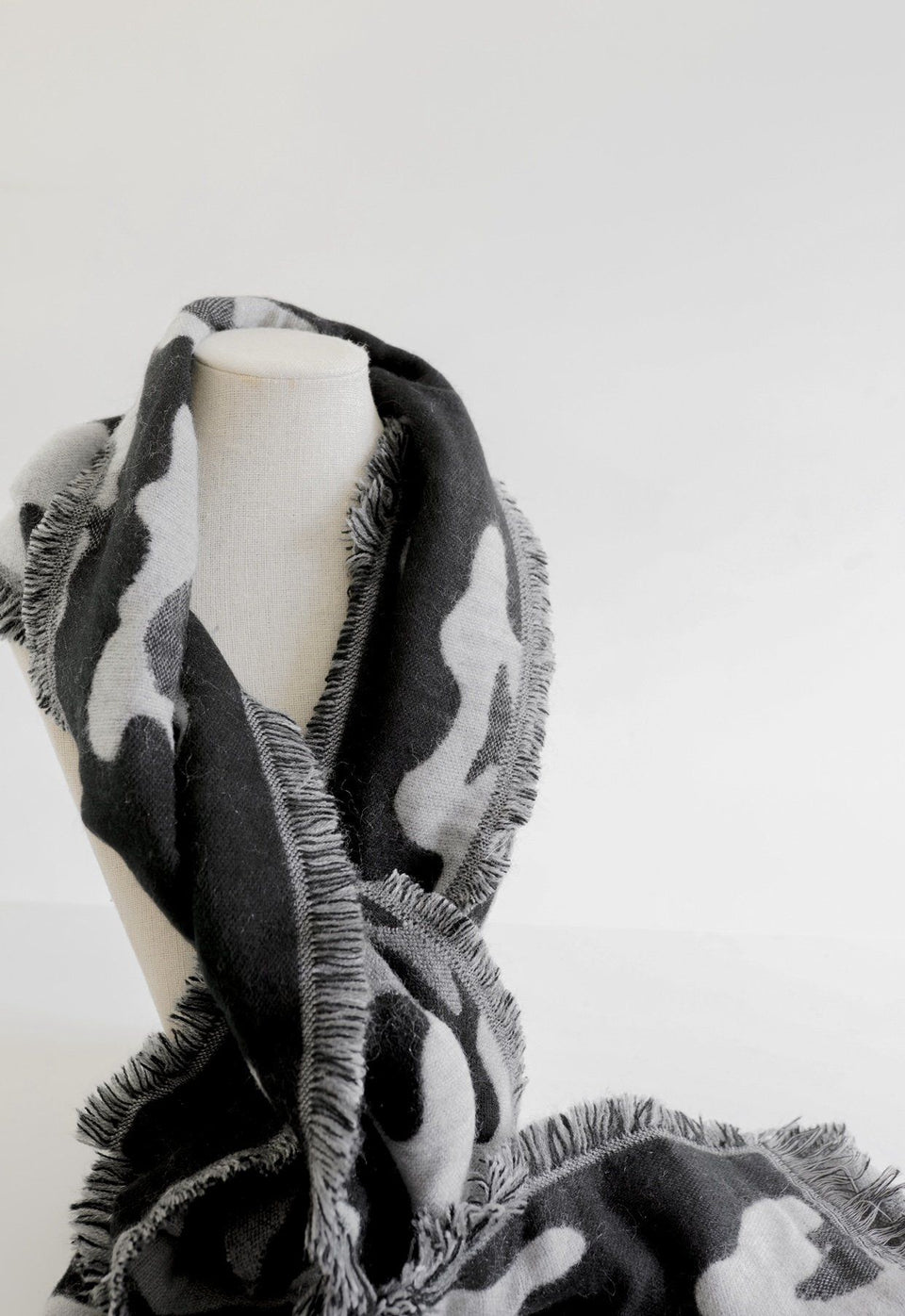 Black & White Camo Print Scarf