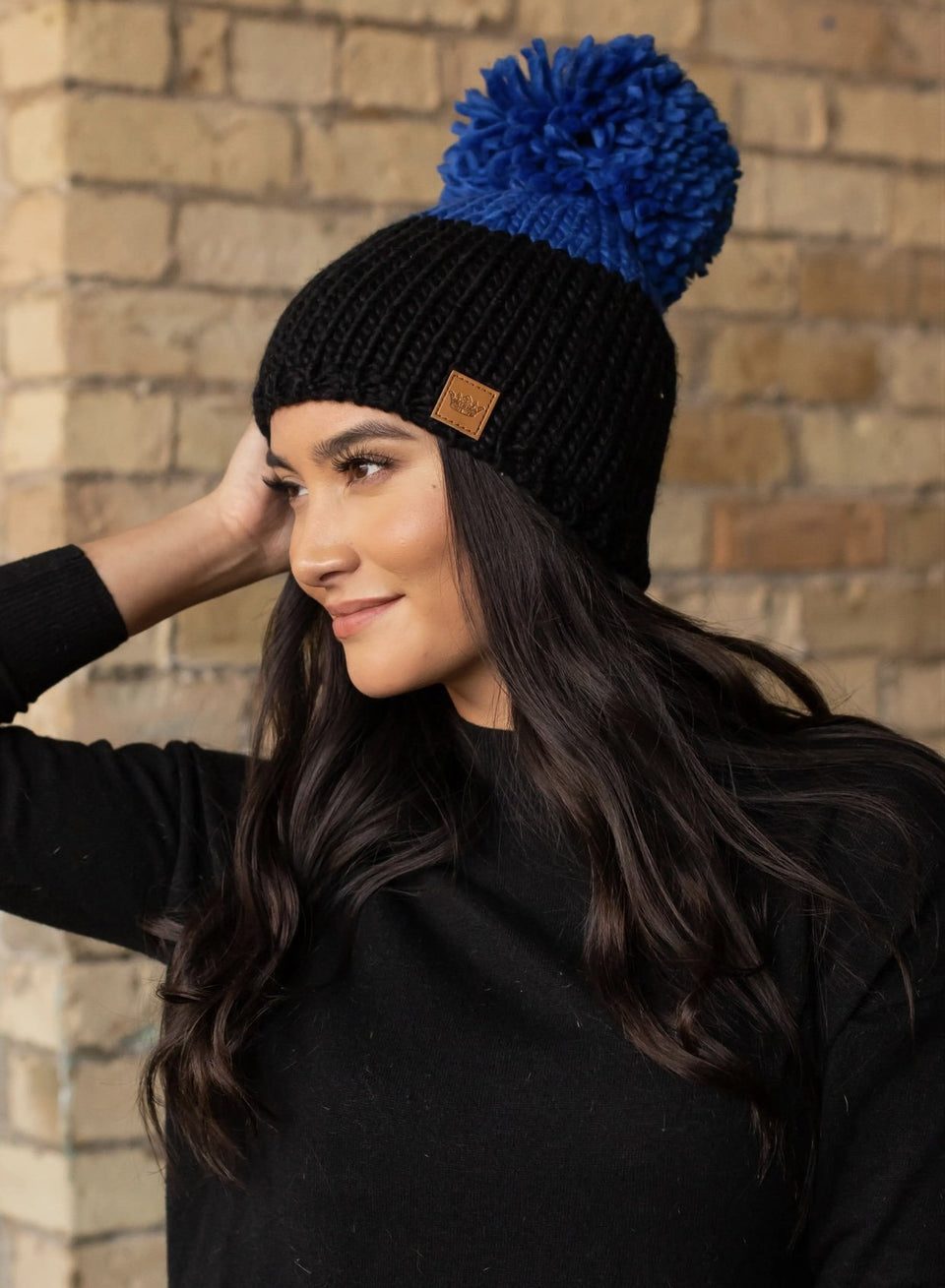 Black and Royal Blue Color Block Hat