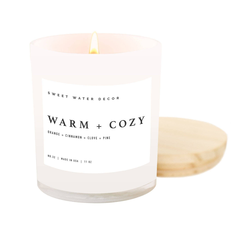 Warm and Cozy 11 oz Soy Candle- Christmas Home Decor & Gifts | petite shops